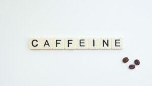 Is caffeine bad for you? Caffeine spelled out in scrabble tiles.