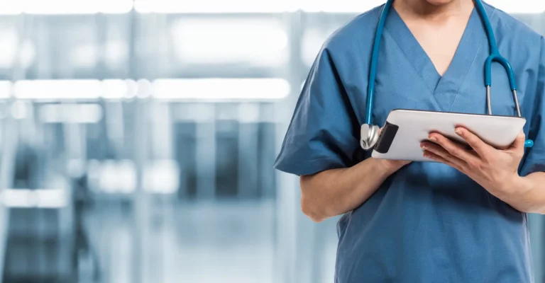 Care for Easier Access. Healthcare And Medicine. Doctor using a digital tablet